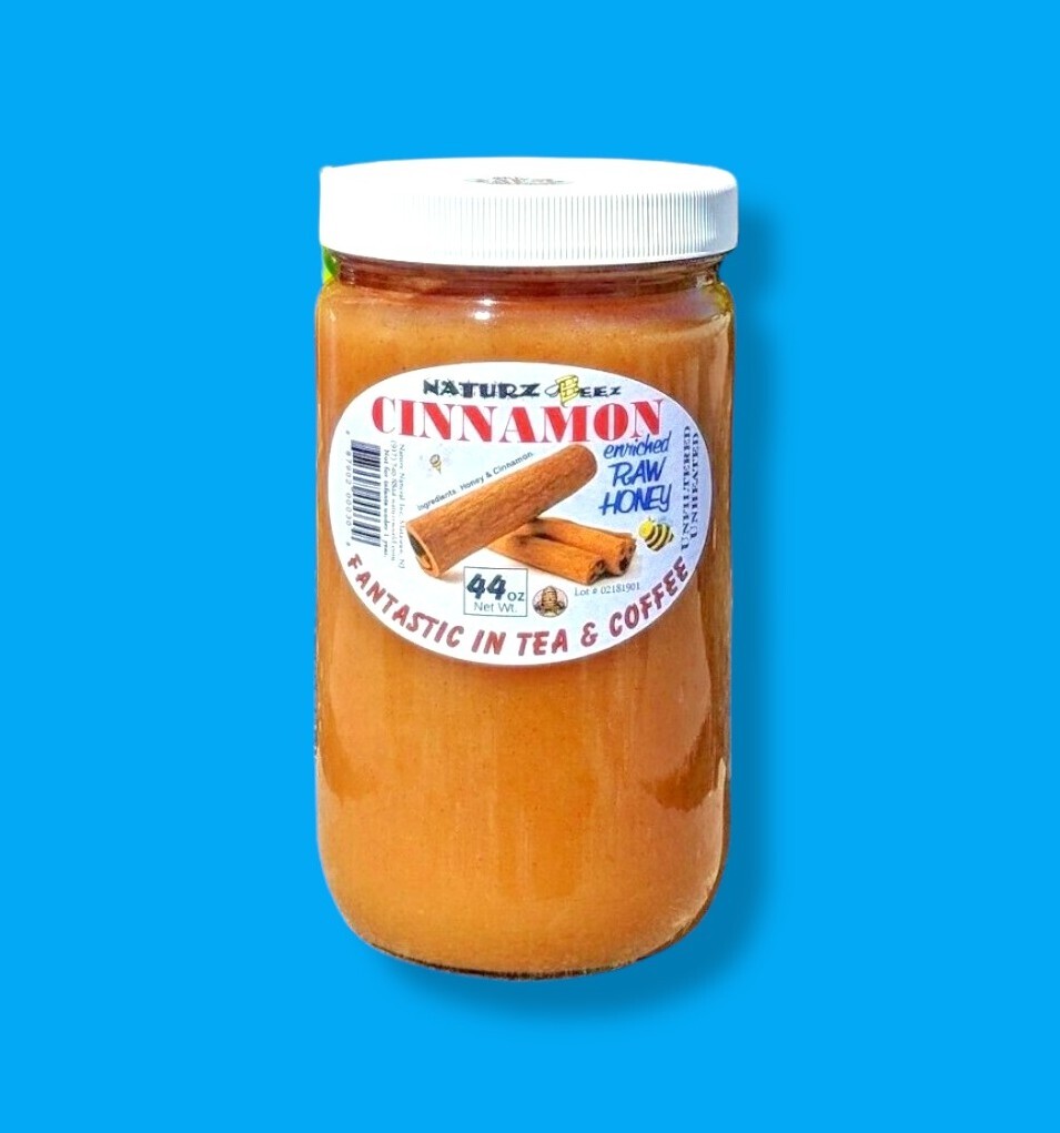 RAW HONEY with CINNAMON 2.75 Lb 44oz 1.25kg 100% PURE USA HONEY