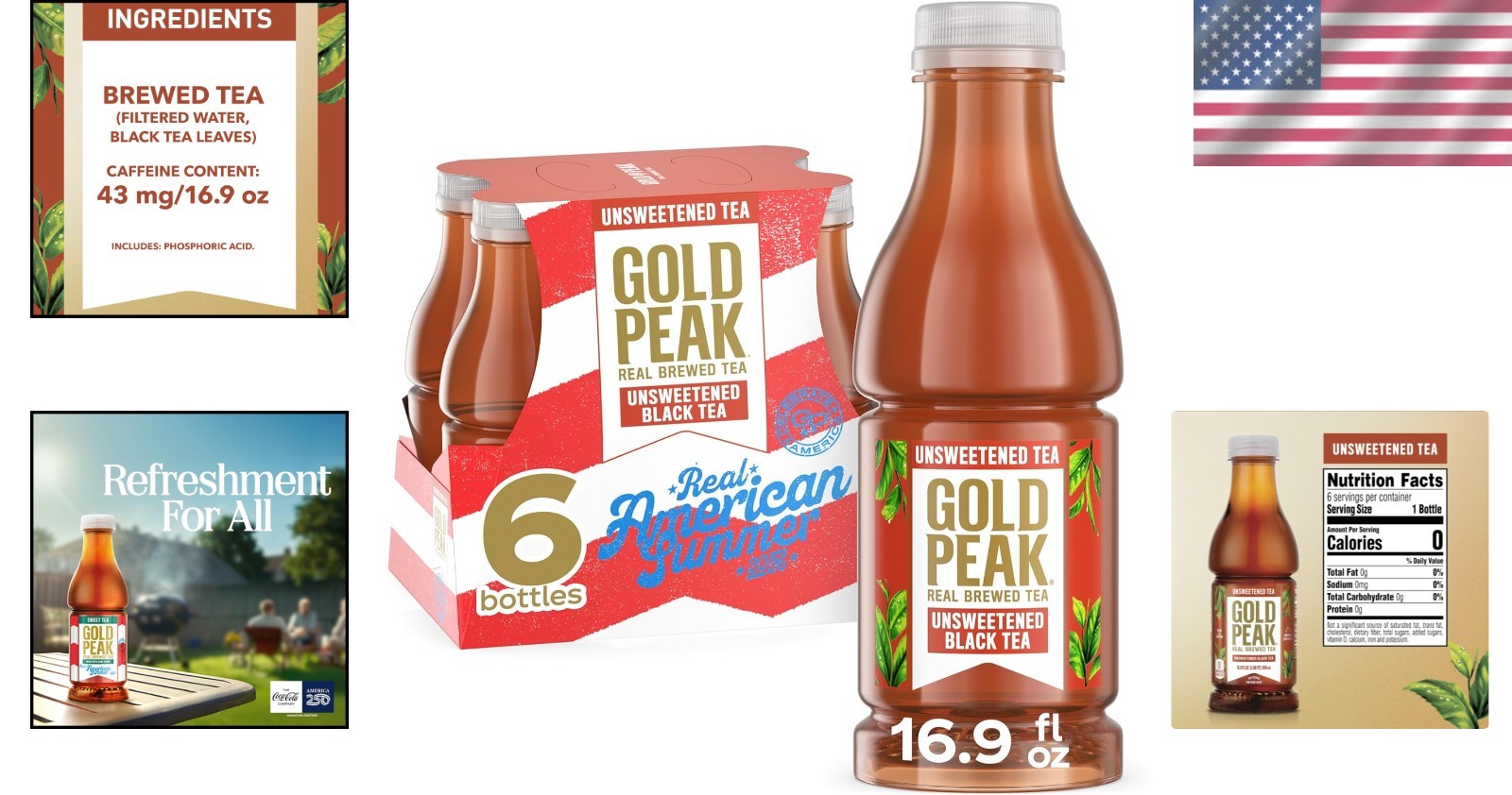 Brewed Unsweetened Black Tea – Convenient 6-Pack of 16.9 Fl Oz Hydration Bottles