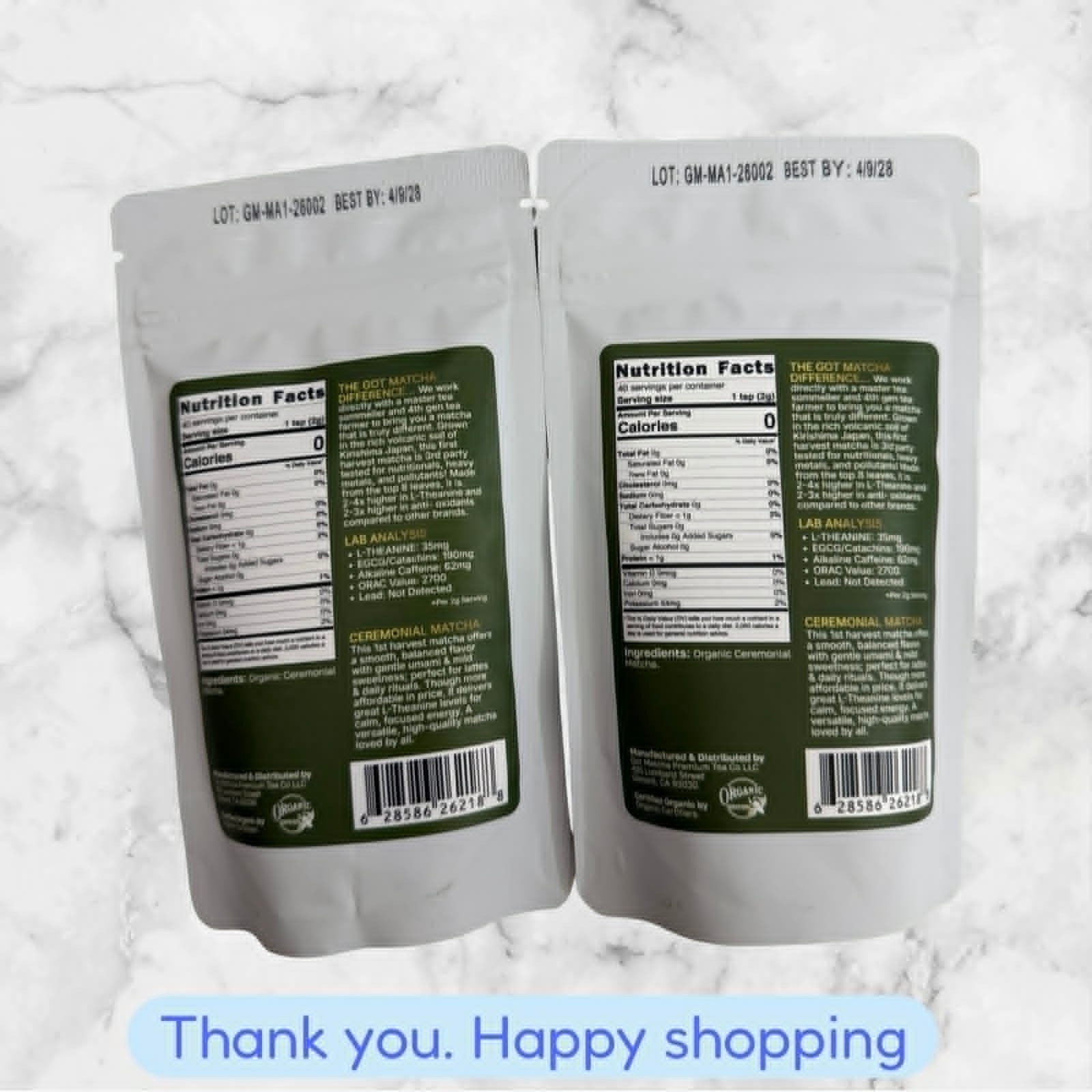 FOR 2 Got Matcha Organic Ceremonial Matcha 80g – 40 Servings Each NEW SHIP