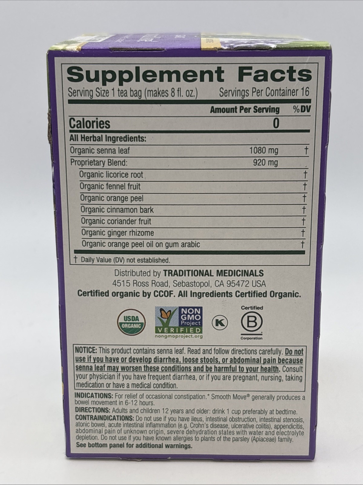 Traditional Medicinals Smooth Move, Helps Relieve Constipation Overnight, 32 Tea