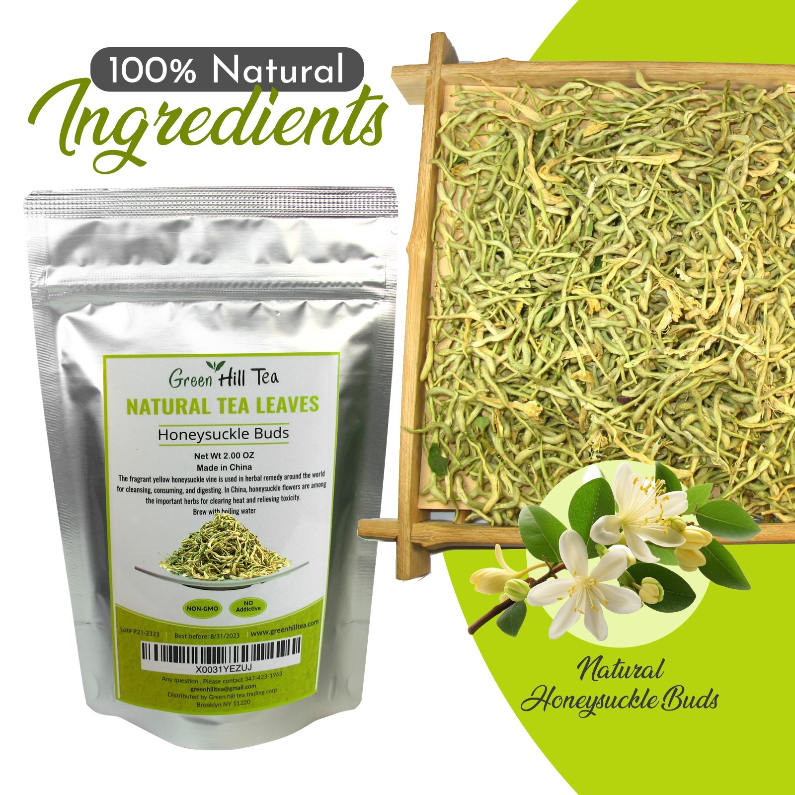 Traditional health herbs, Honey suckle dried herbal tea honeysuckle tea 2 oz