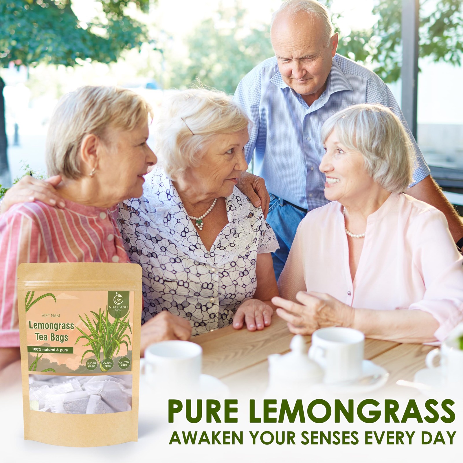 Lemongrass Tea Bags 40 Count 100% Natural Dried Herbal Sugar-Free