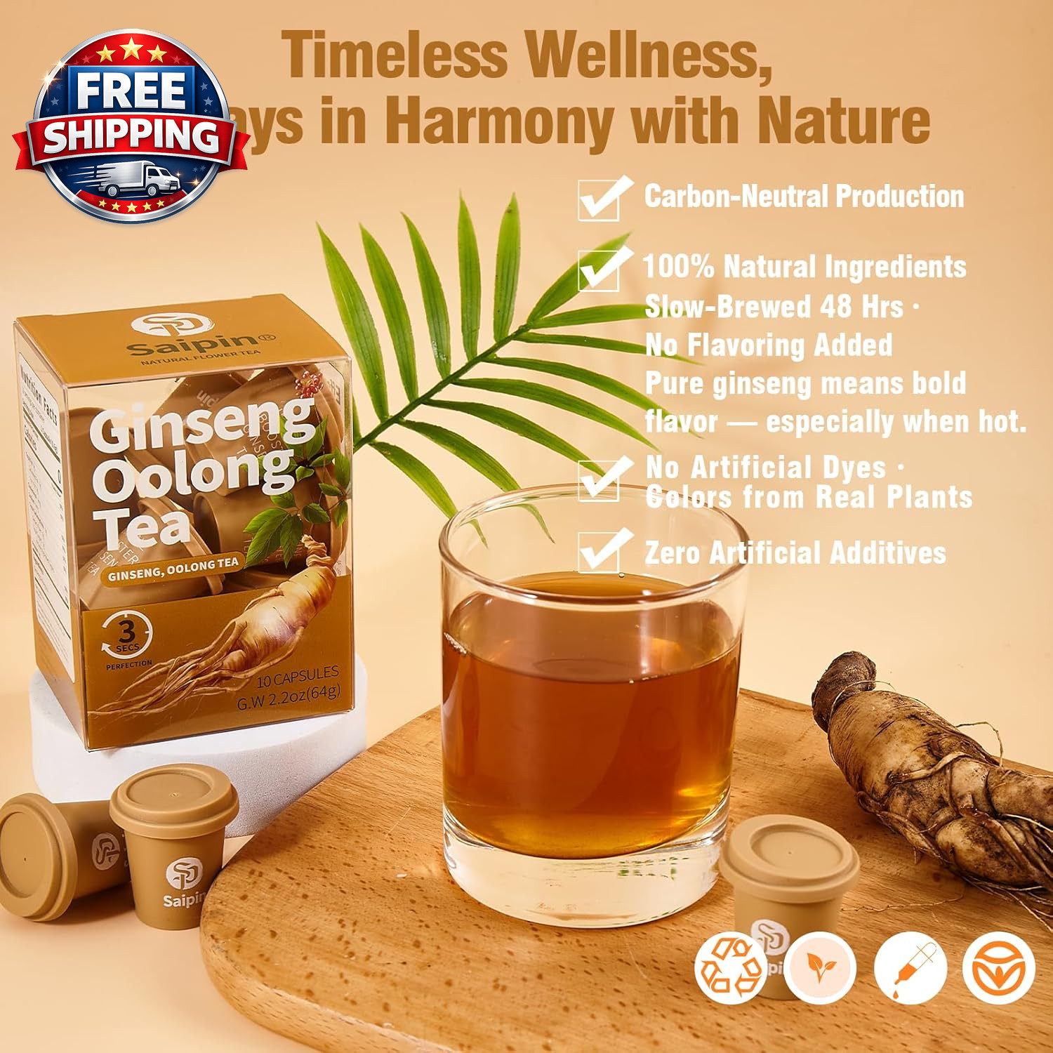 Organic Ginseng Tea – 10 Pack of Pure Ginseng Powder, No Additives