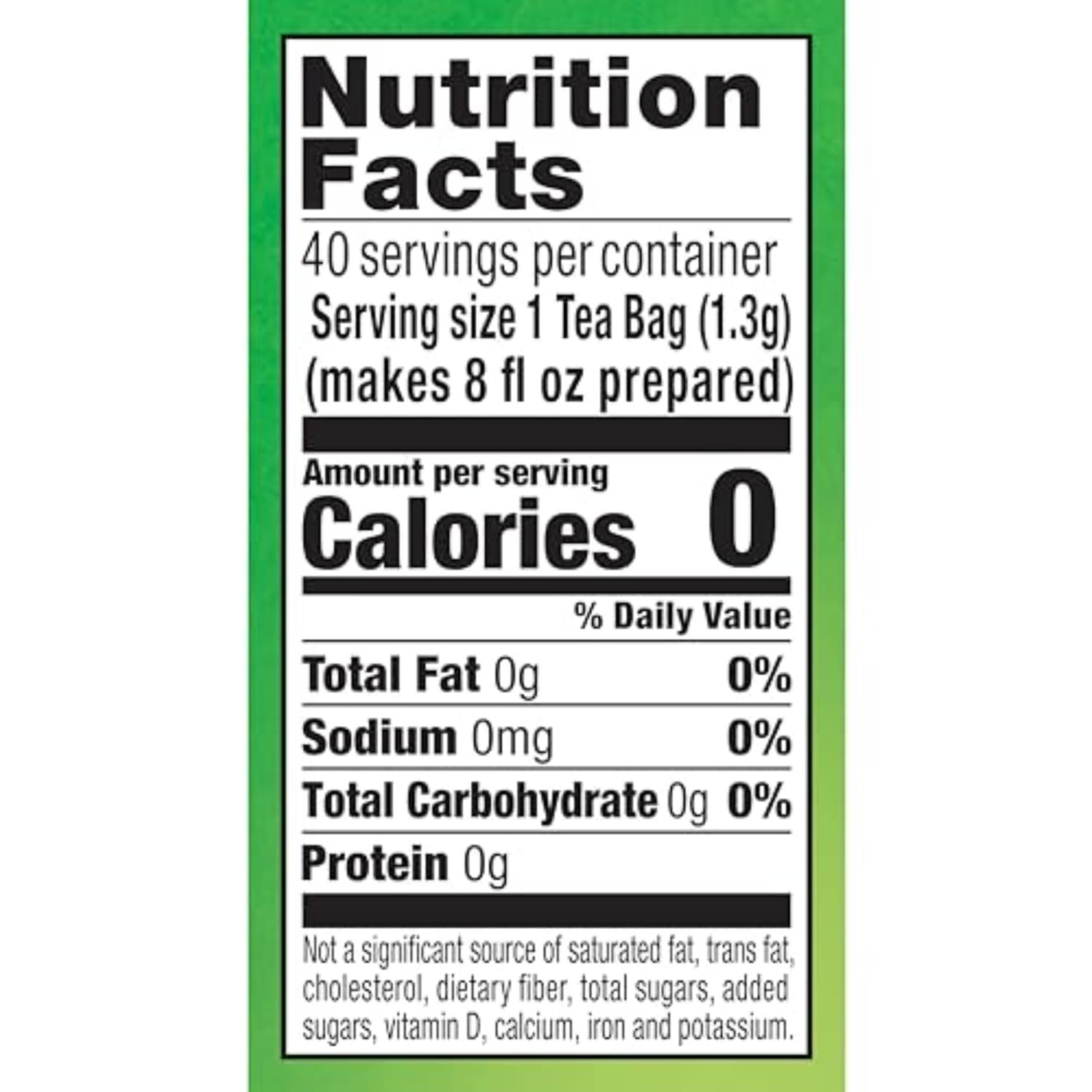 Signature Blend Green Tea Bags Unsweetened 40 Ct Hot or Iced Tea with Caffeine