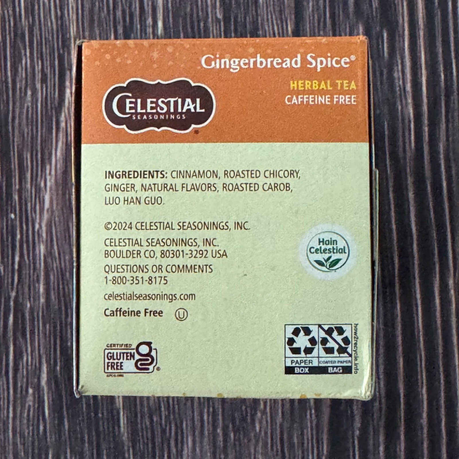 Celestial Seasoning Gingerbread Spice Herbal Holiday Tea 18 Bags