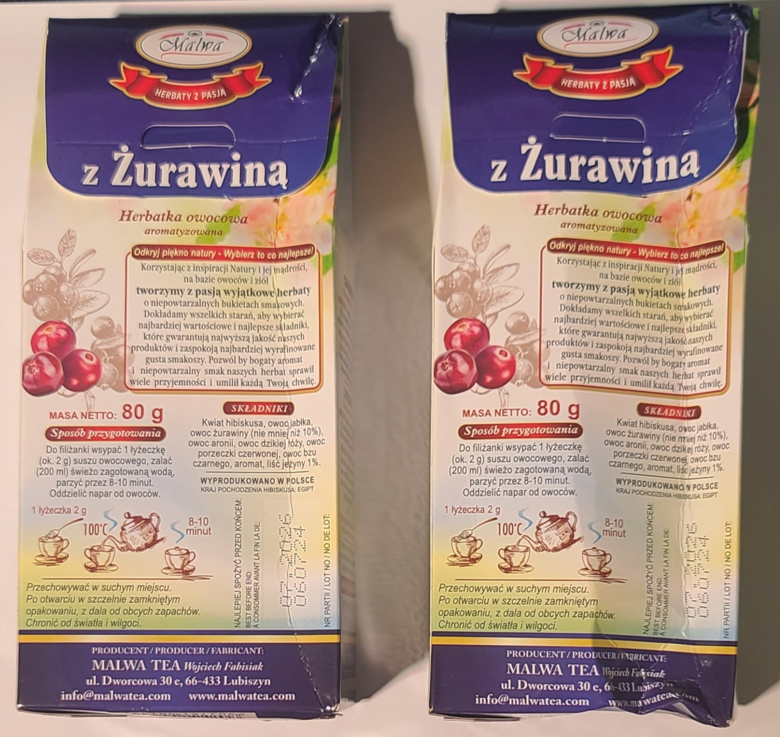 Malwa Zurawina CRANBERRY EXP:7/26 ❗box damaged❗ Fruit Tea Poland 80g Dried Fruit