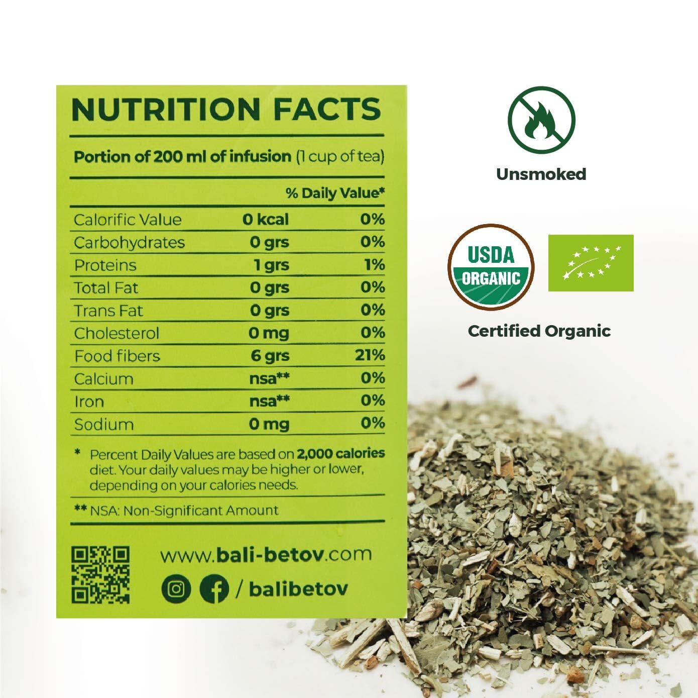 Organic Yerba Mate Tea – Unsmoked Yerba Mate Pure Loose Leaf Tea (2.2