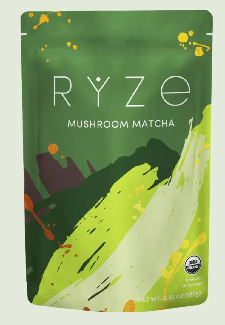 RYZE Mushroom Matcha Powder USDA Organic Vegan 6.35 oz (180g) 30 Servings