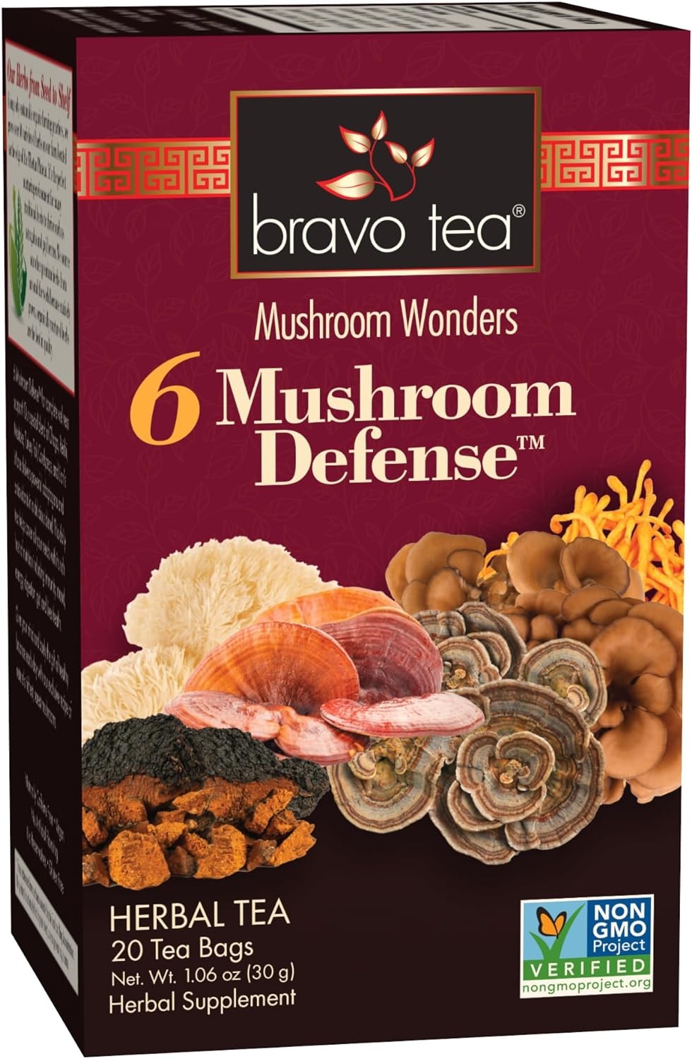 6 Mushroom Defense Herbal Tea, Caffeine 20 Tea Bags, 1 Count