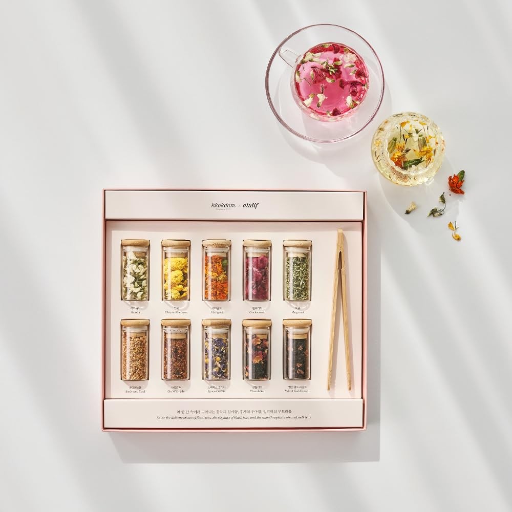 Premium 10-Tea Sampler Gift Set with Wooden Tweezers – 5 Blooming Flower & 5 …