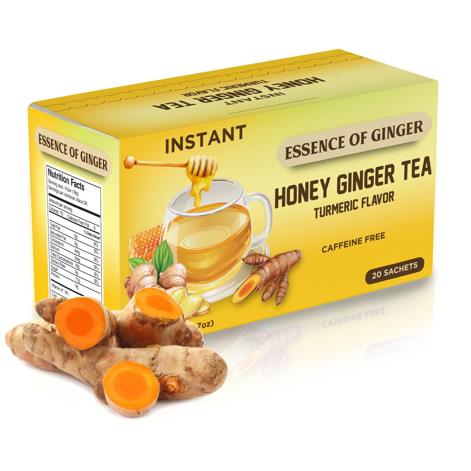 Premium Honey Ginger Crystals Turmeric Beverage 20 Packets Instant Herbal…