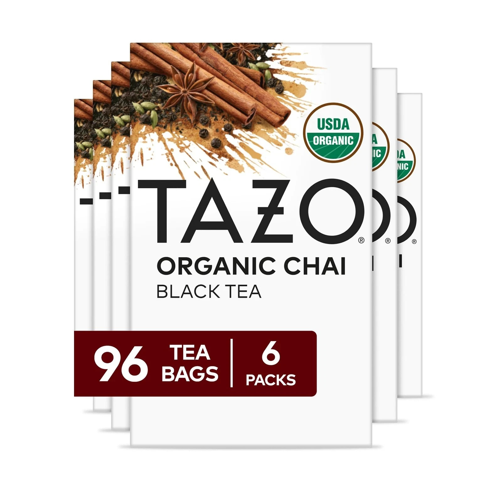 TAZO Organic Chai Black Tea Bags Chai Tea 96 Total Tea Bags 16ct – Pack of 6