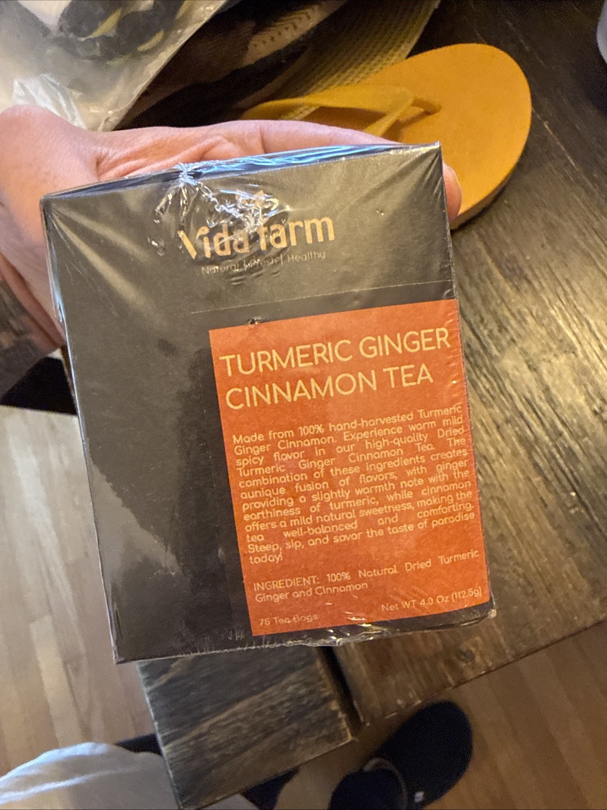Vida Farm Turmeric Cinnamon Ginger Tea Bags 75 Count Gluten Free Caffeine Free
