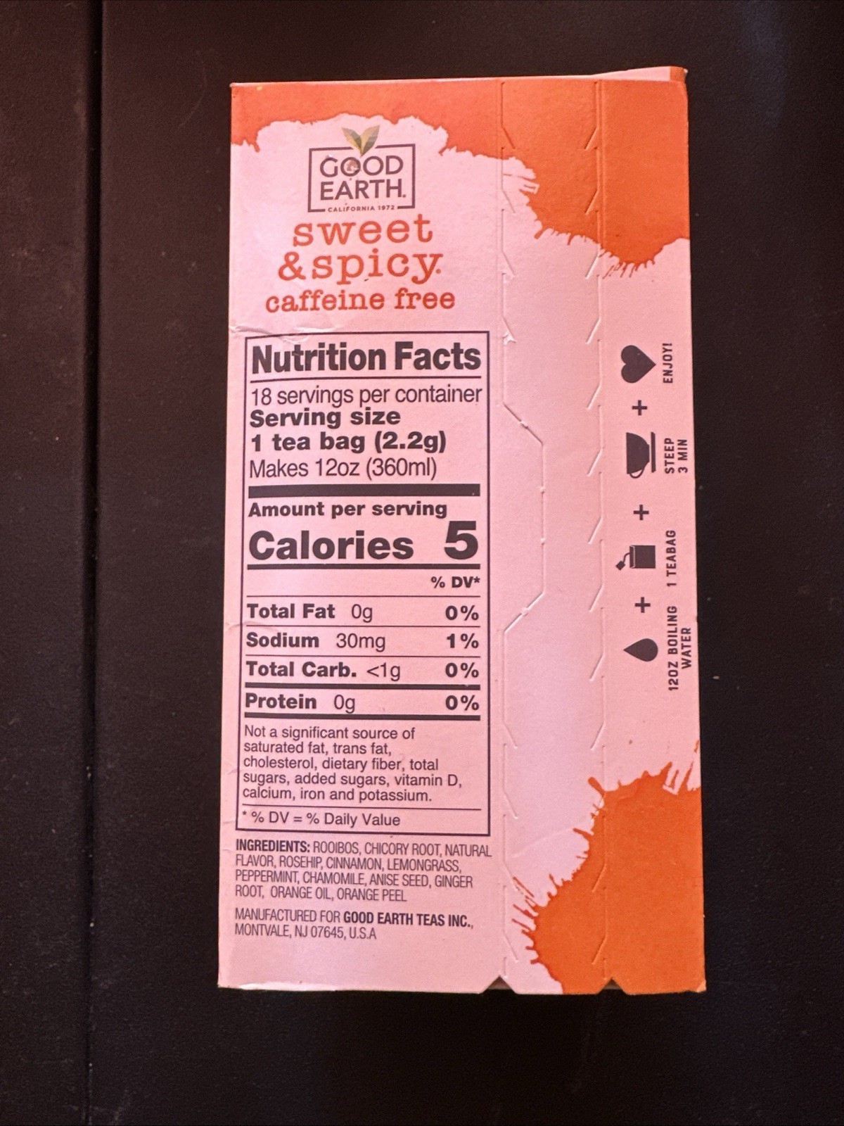 2 Pack Good Earth Sweet & Spicy Original Blend 18 Tea Bags Exp 06/26 Made in UK