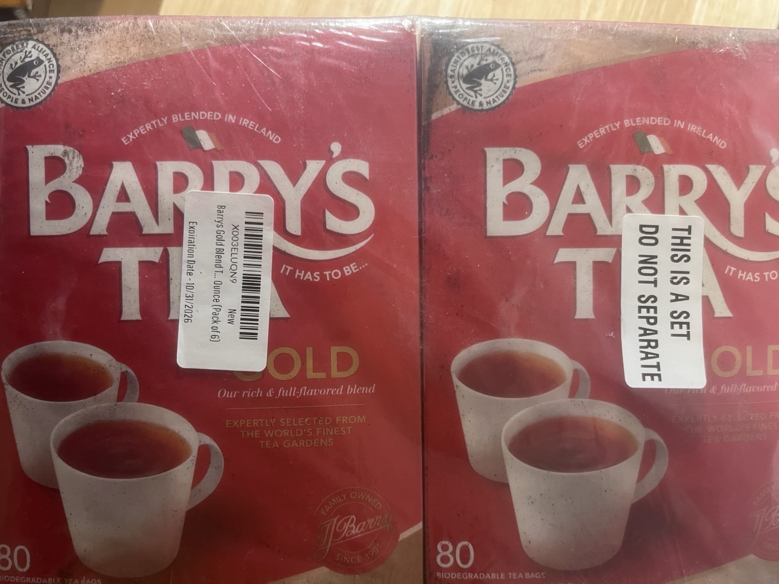 Barry’s Tea Gold Blend 80 Bags • Sealed 6-Pack Brick • Imported from Ireland