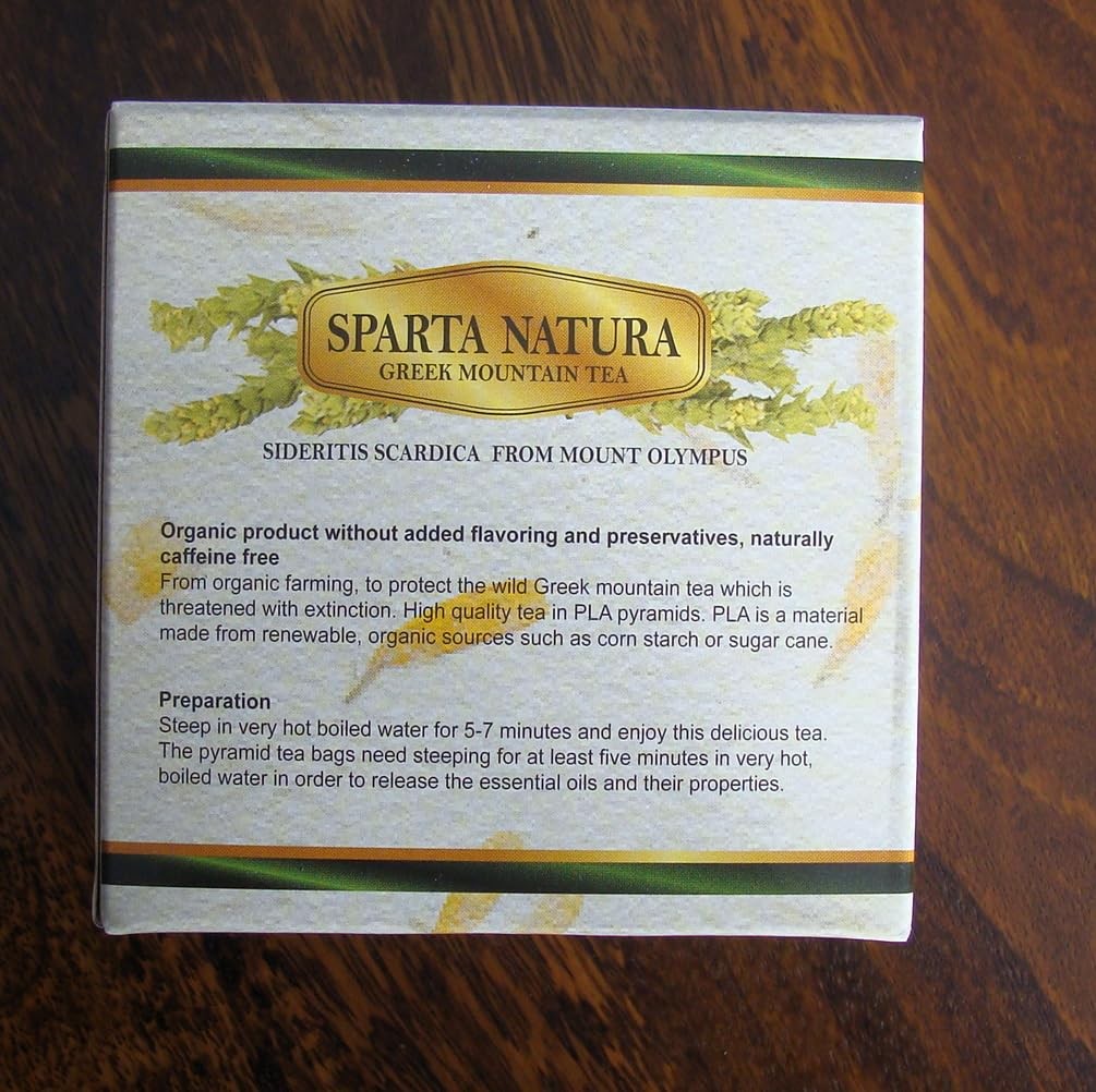 Sparta Natura Organic Greek Mountain Tea, Unmixed, 20 Count (Pack of 1)
