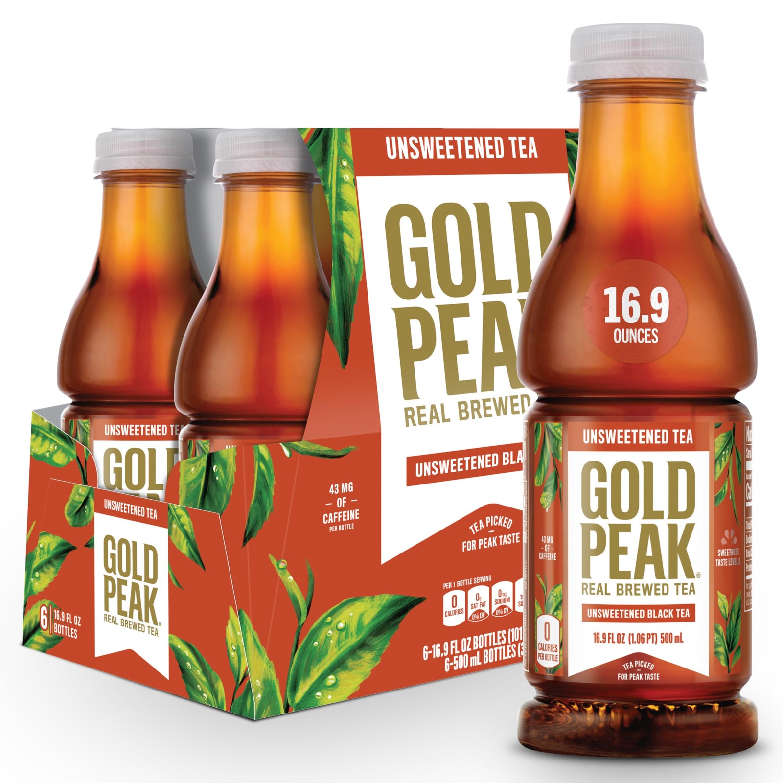 Gold Peak Tea Unsweet Tea 16.9 fl oz 6 Pack