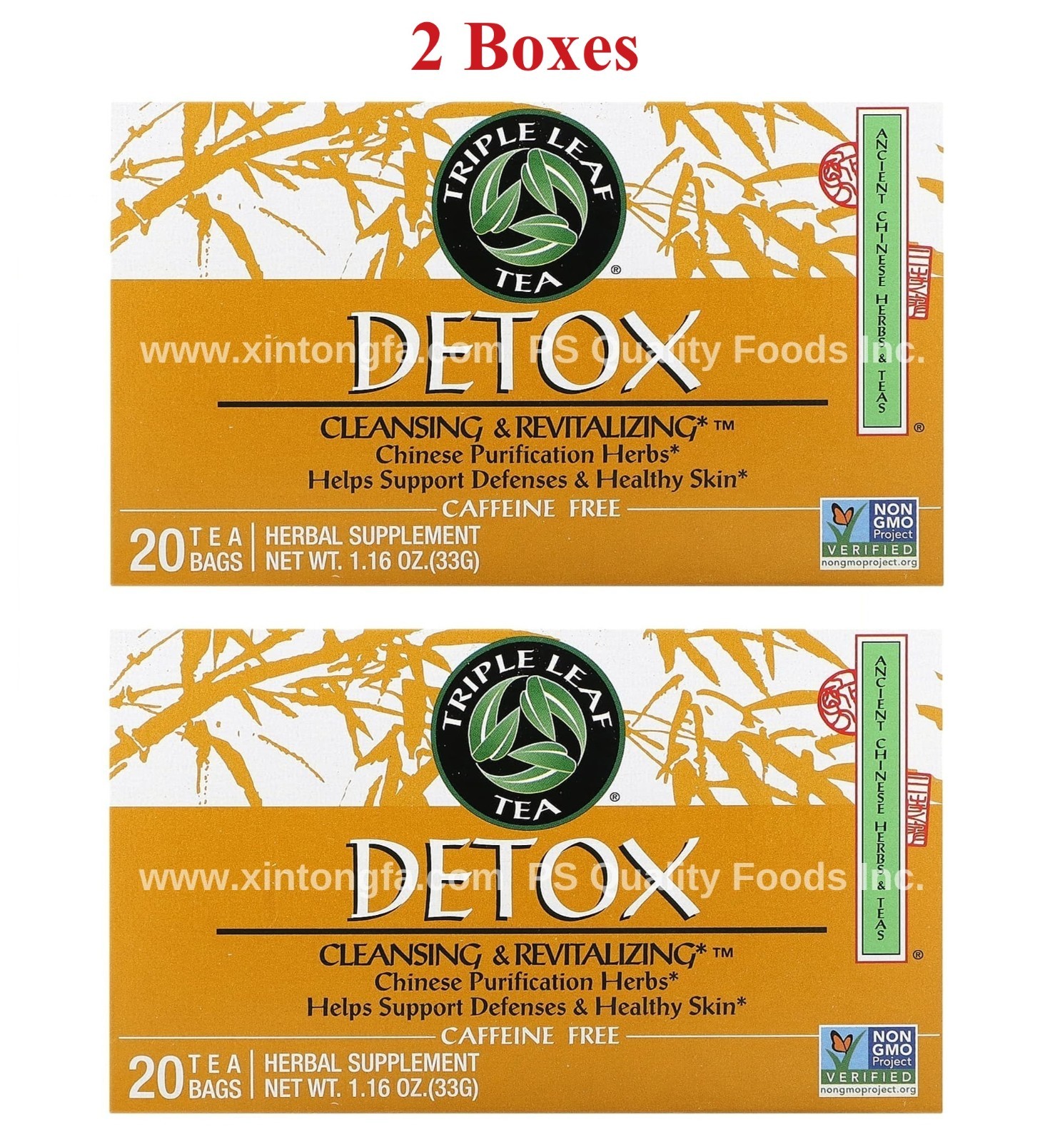 2 Boxes – Triple Leaf Detox Tea Cleansing & Revitalizing 20 Tea Bags in each Box