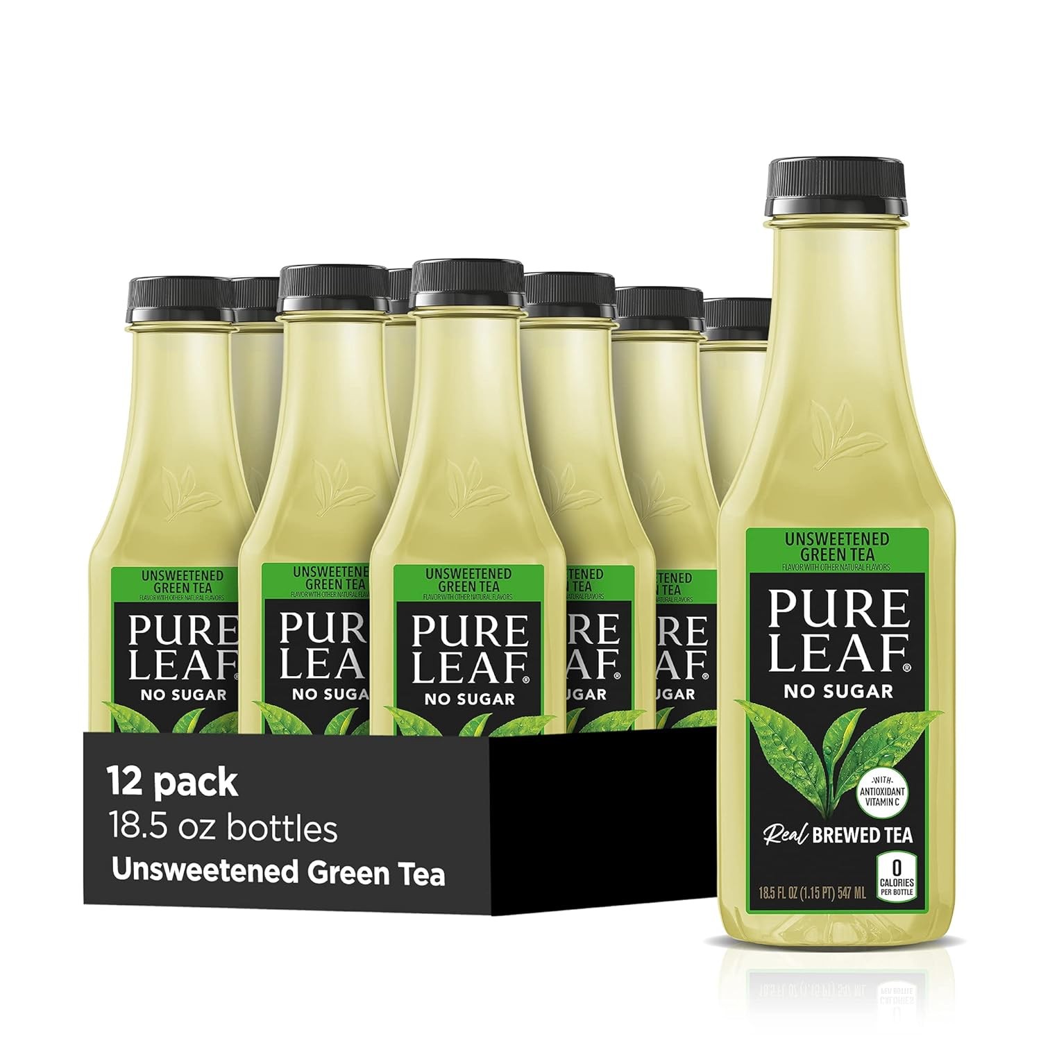 Pure Leaf Iced Tea, Unsweetened Green 18.5 fl Oz Fl (Pack of 12)