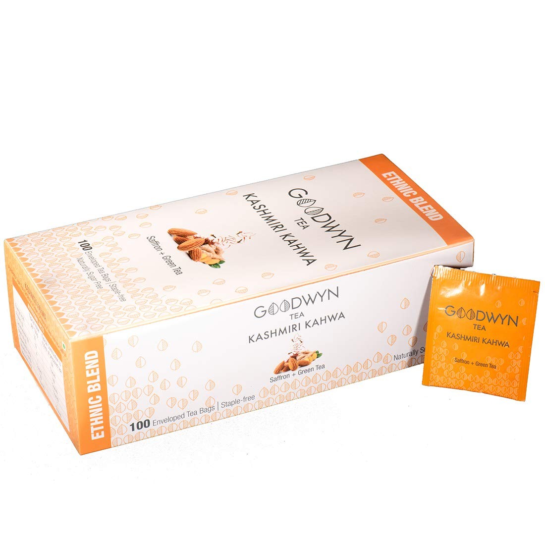 Goodwyn Kashmiri Kahwa Green Tea 100 Bags | Saffron, Cardamom & Almond Detox
