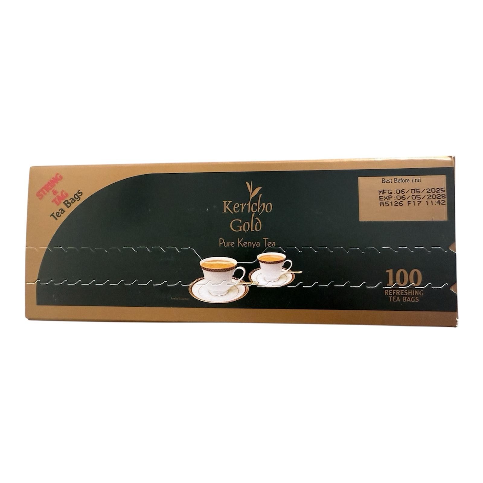 Kericho Gold Pure Kenya Tea – 100 premium tea bags with string & tag