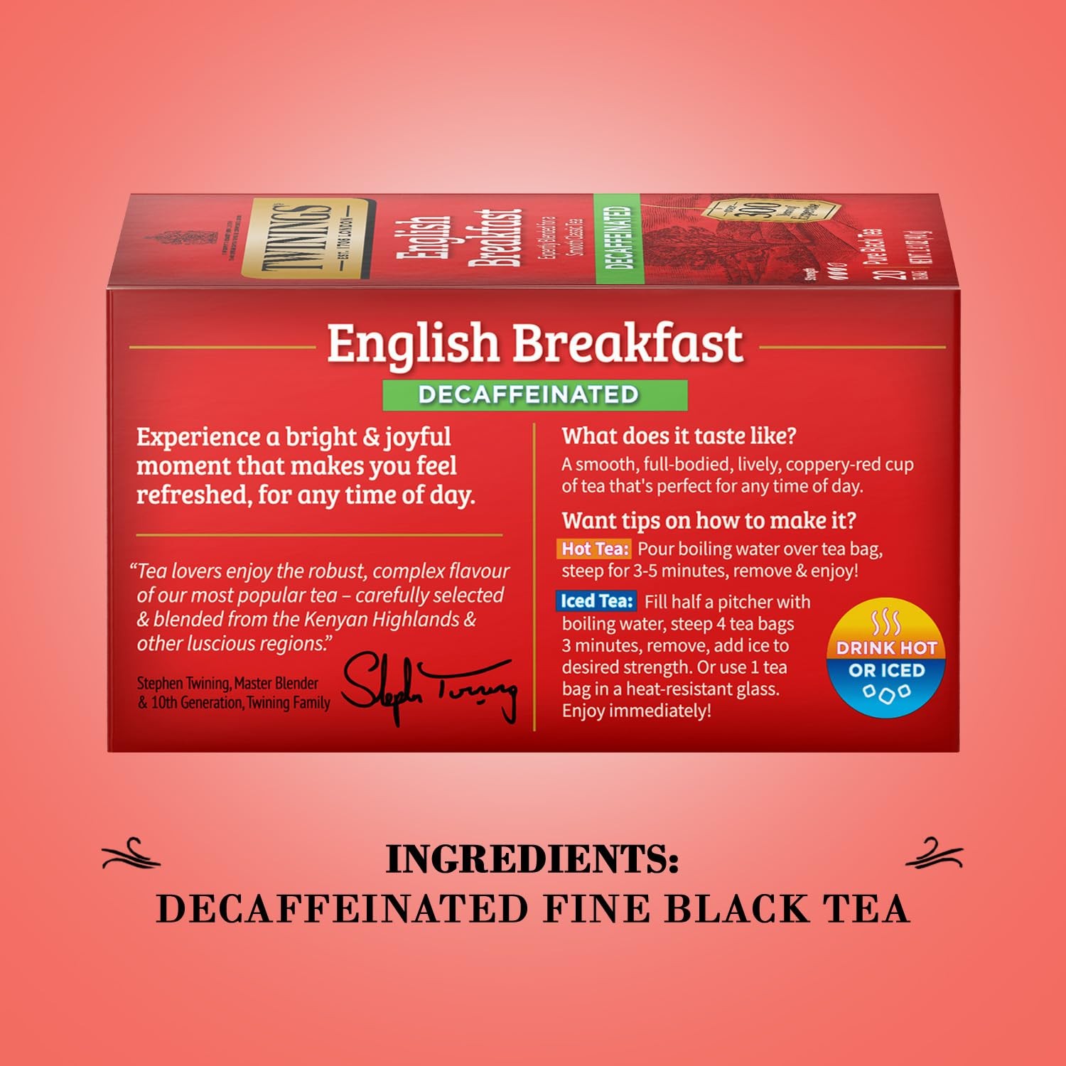 Twinings English Breakfast Tea, Decaffeinated 50 Count (Pack of 1), No Color