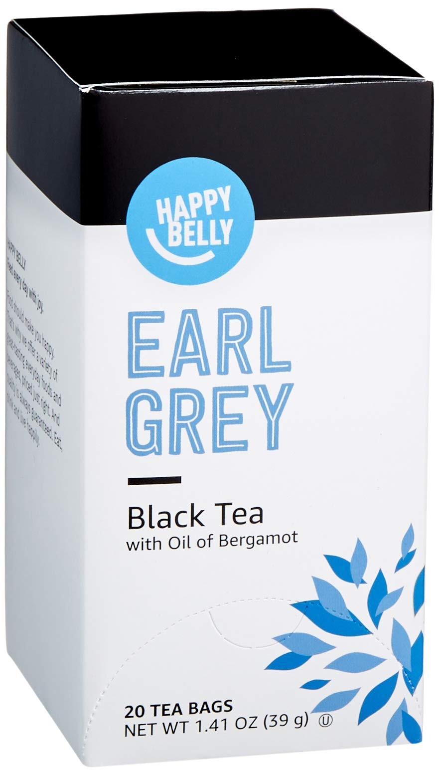 Happy Belly Earl Grey Tea Bags with Oil of Bergamot, Vegan, 20 Count