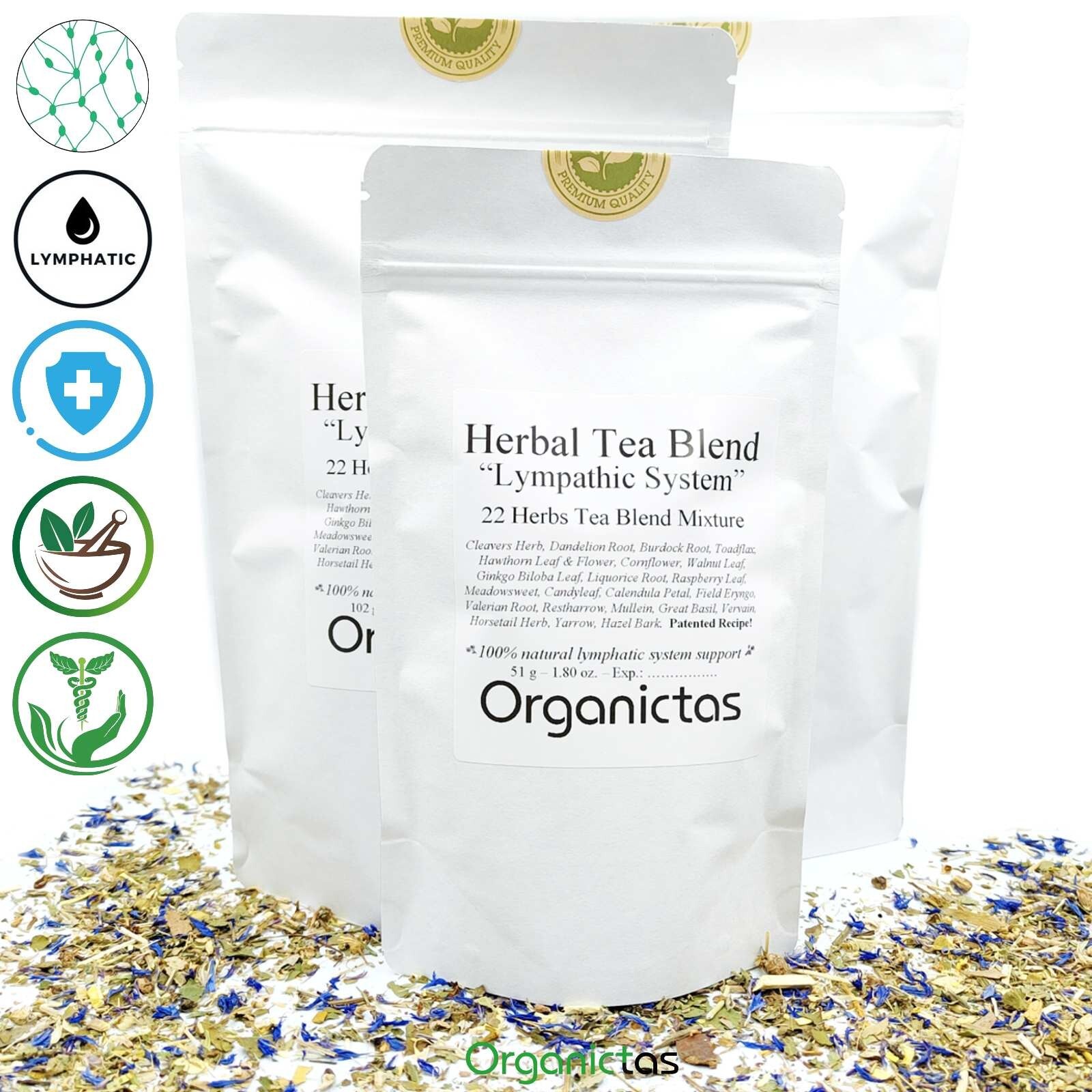 22 LYMPHATIC HERBS TEA Blend – Natural LYMPH CLEANSE – LYMPHATIC VESSELS Support