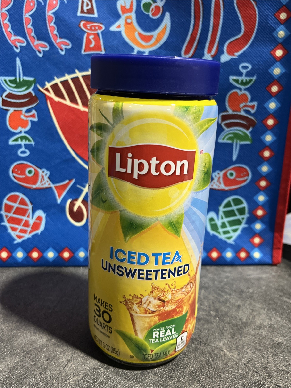 LIPTON ICED TEA UNSWEETENED MAKES 30 QUARTS NT. WT. 3 OZ. MADE W REAL TEA LEAVES