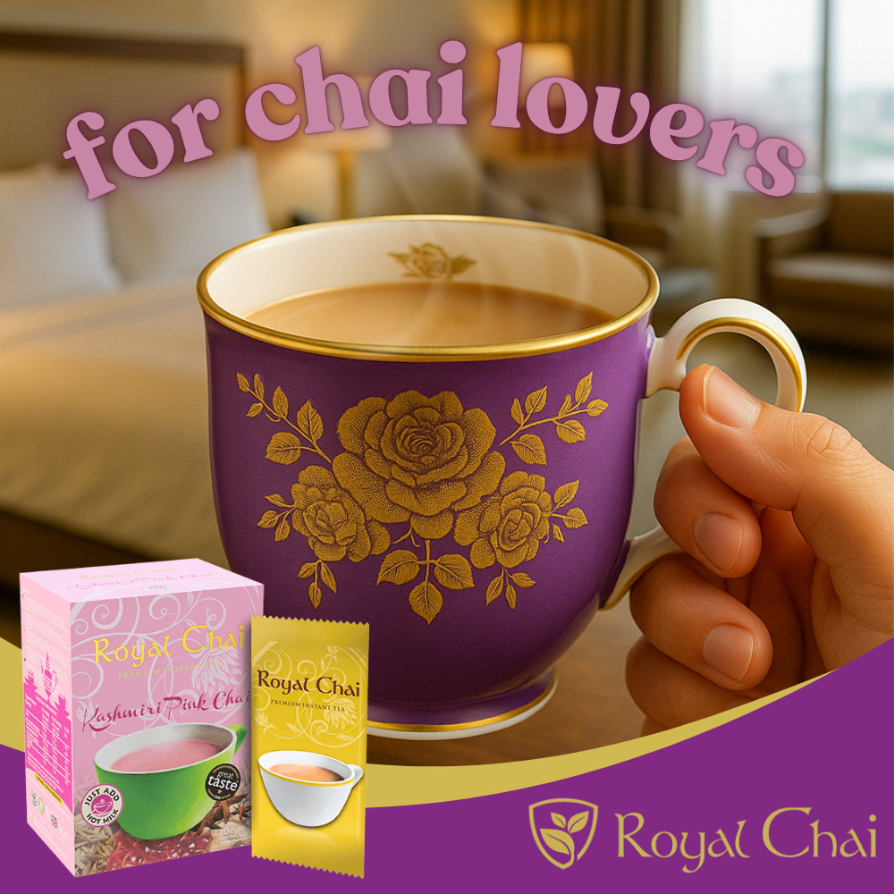 ‎Royal Chai Kashmiri Pink Chai Sweetened 10 Count Single Box Premium Instant Tea