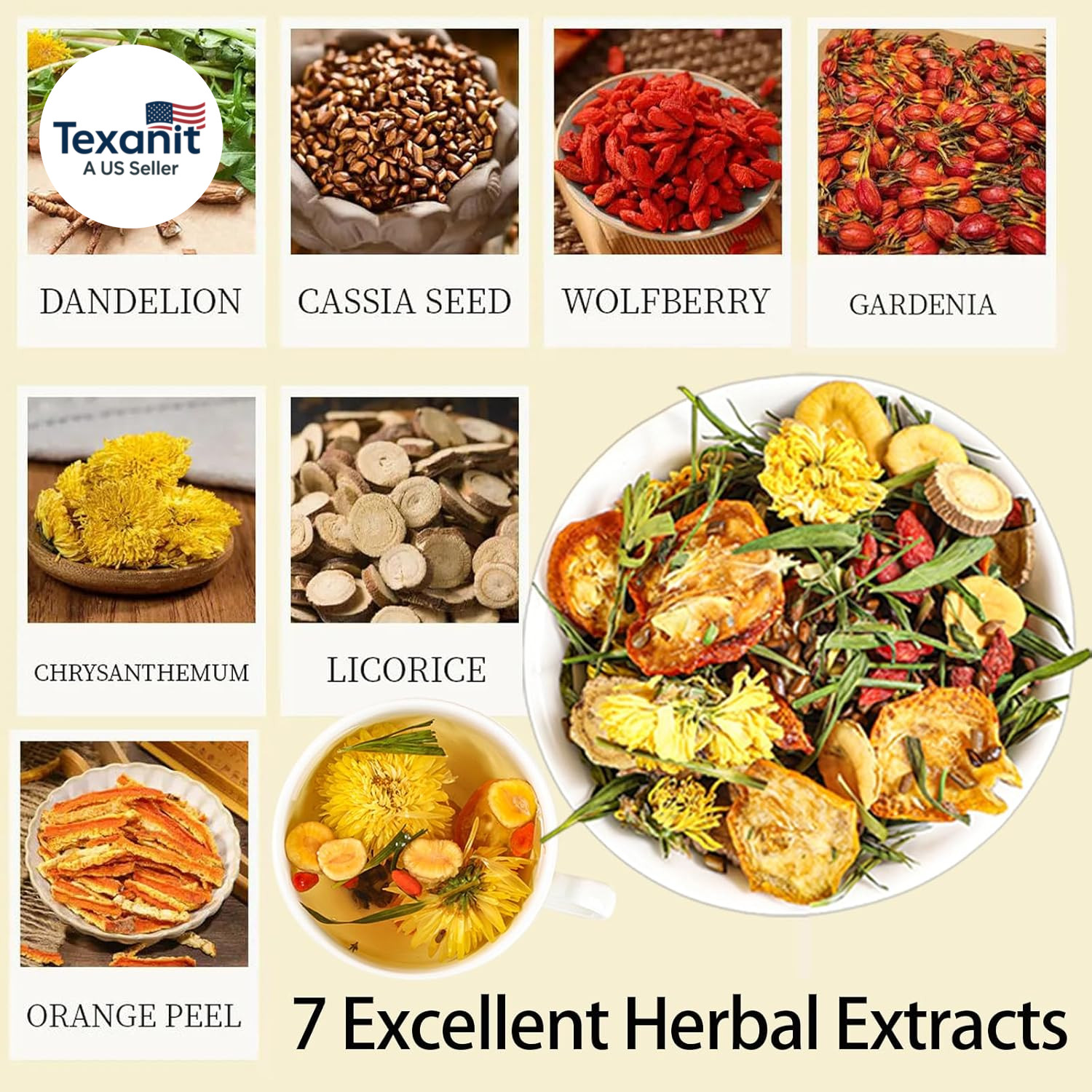 Dandelion Wolfberry Herbal Tea – Kidneys & Liver Health Tea, Seven Herbal Ingred