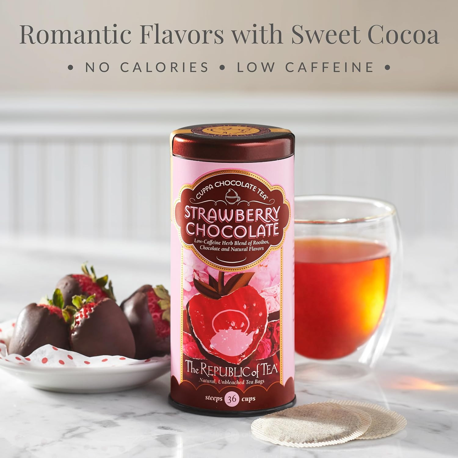– Strawberry Cuppa Chocolate Tea Bags, Low-Caffeine, 36 Servings