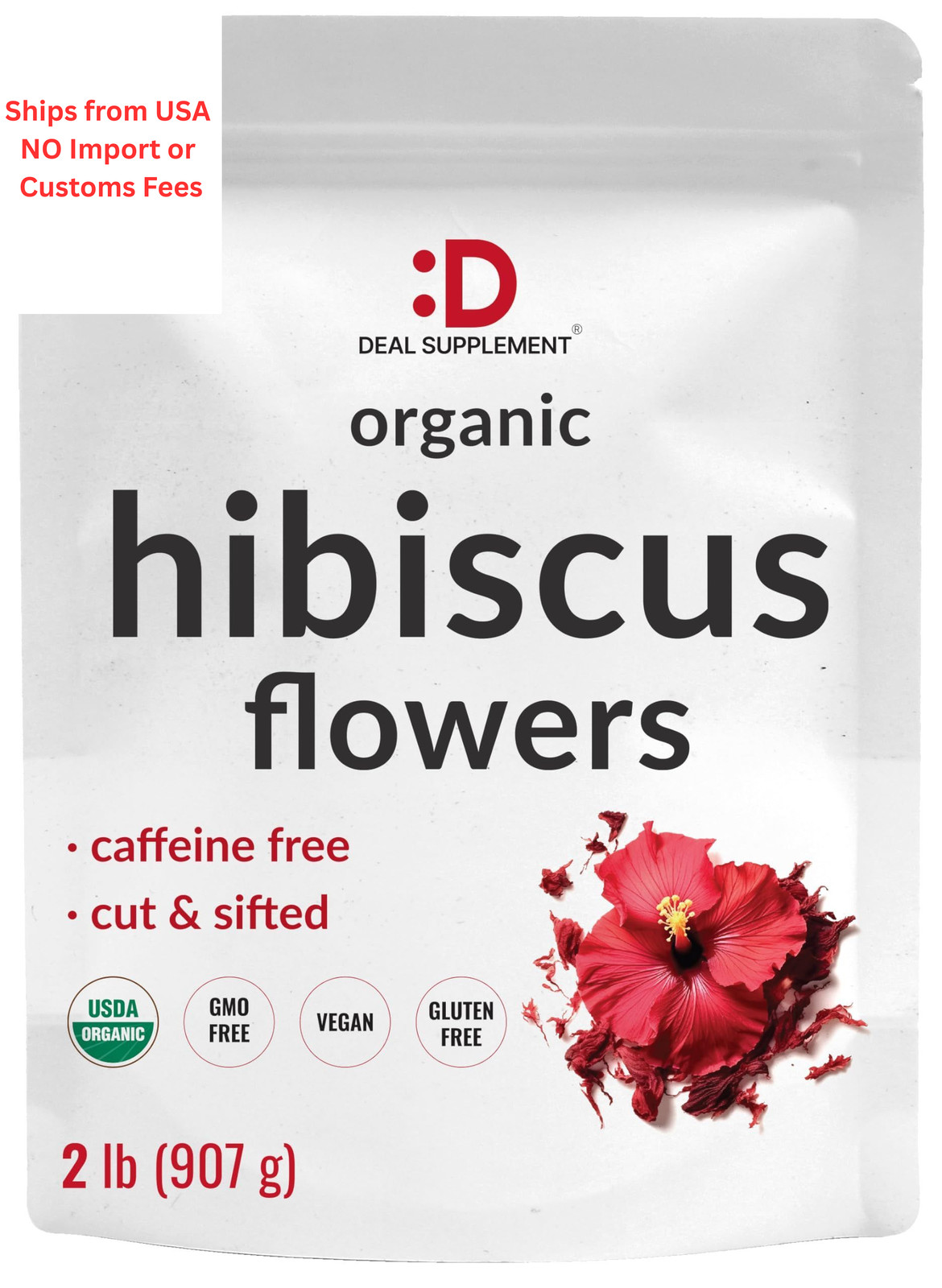 Dried Organic Hibiscus Flowers, 2 Pounds – Cut & Sifted 2 (Pack of 1)