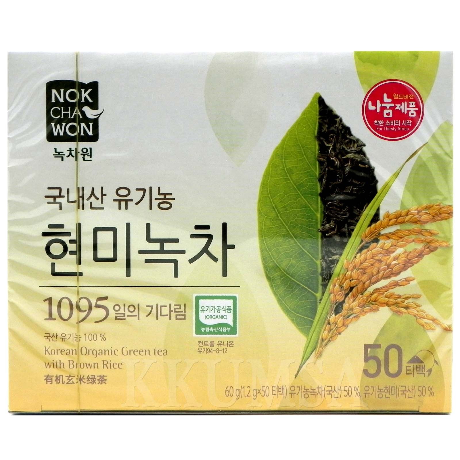 NOKCHAWON Korean Organic Green Tea with Brown rice 150 Tea bags (50 Tea x 3 Box)