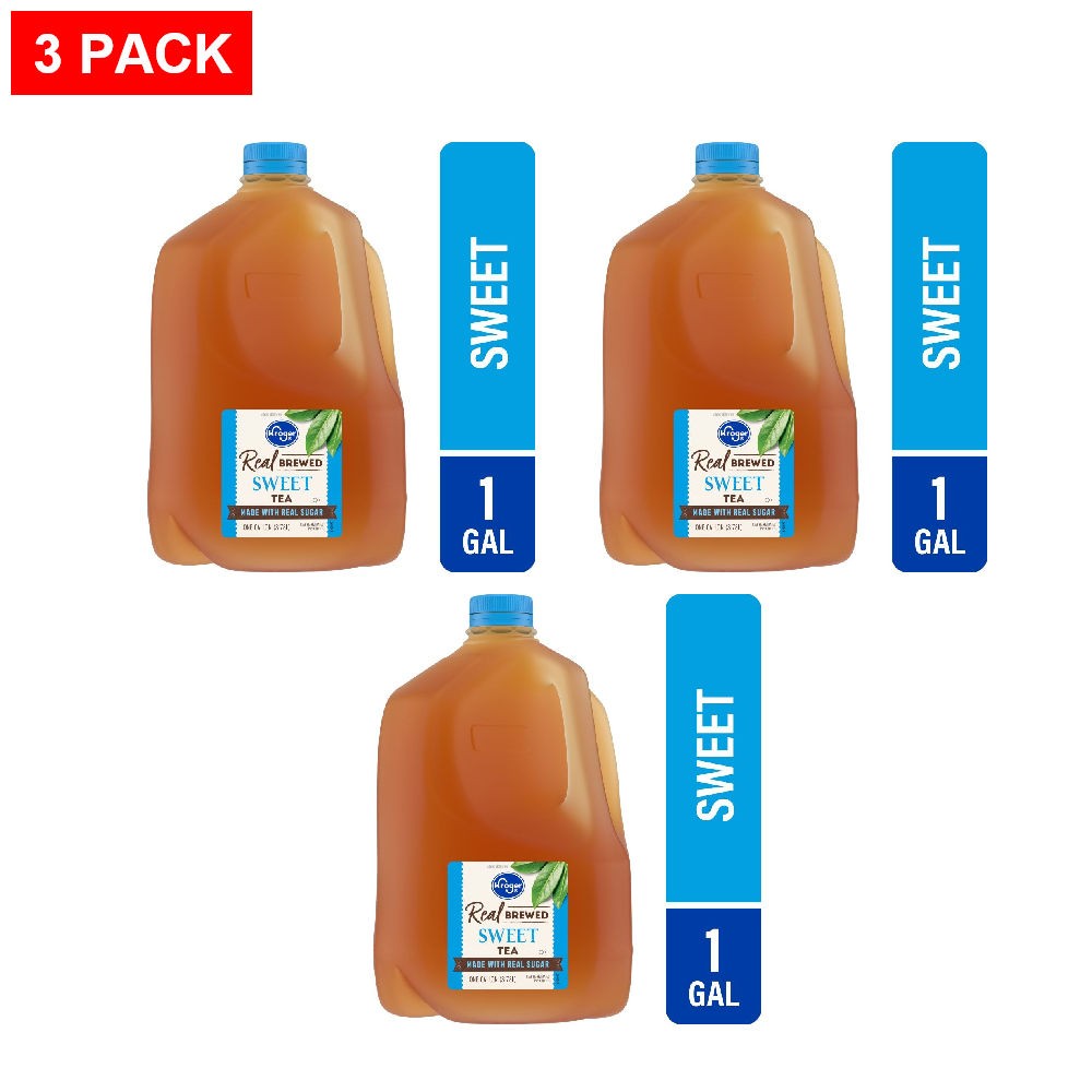 Kroger Real Brewed Caffeinated Sweet Iced Tea Gallon 1 gal – Pack of 3