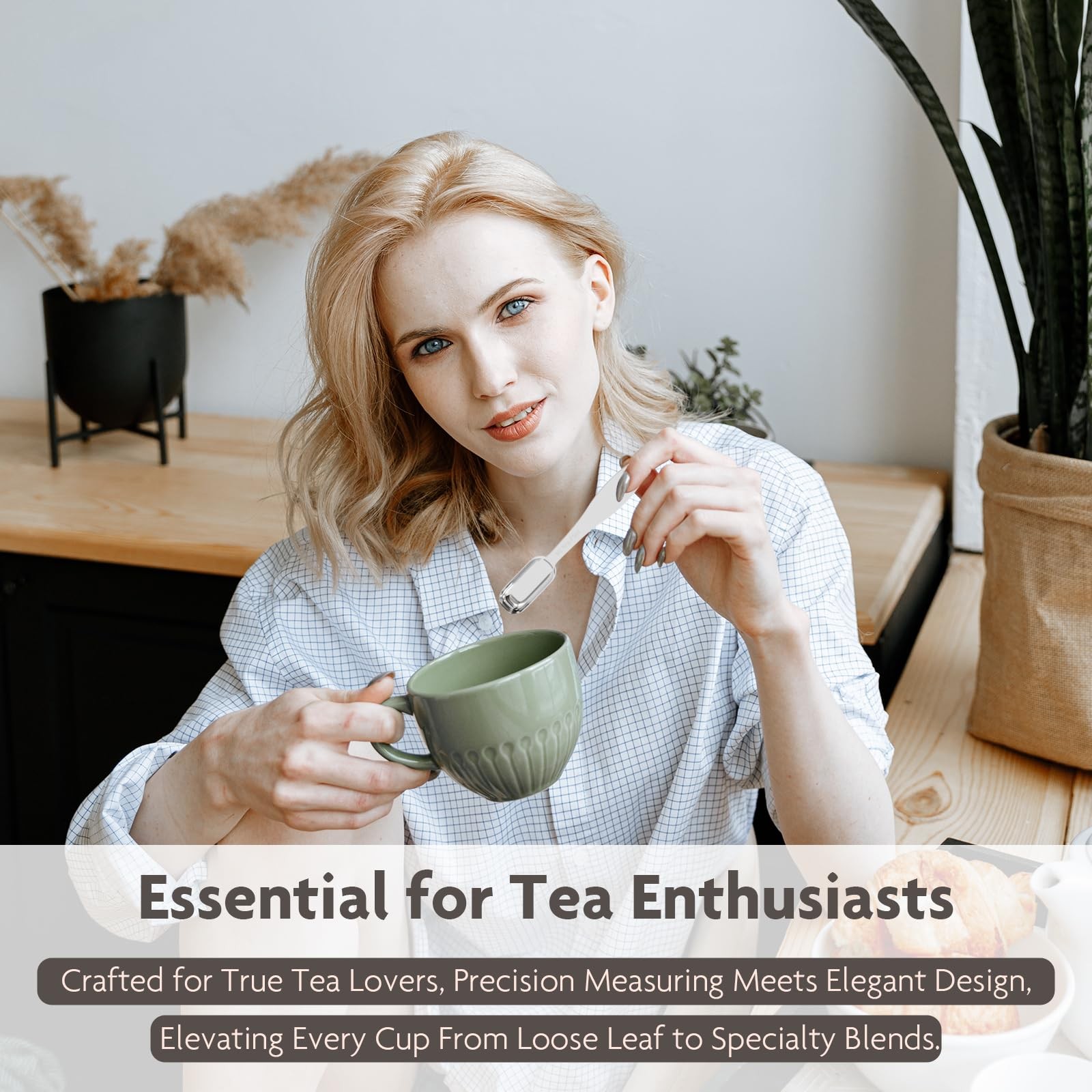 TREMENDRY Tea Scoop for Measure Loose Leaf, 1.5tsp(7.5ml) 1.5tsp, Silver