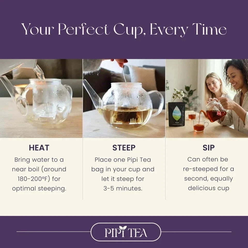 PiPi Tea Organic Oolong Tea Bags–Whole Leaf, 20 Bags(4g Each)–Cortisol & Calming