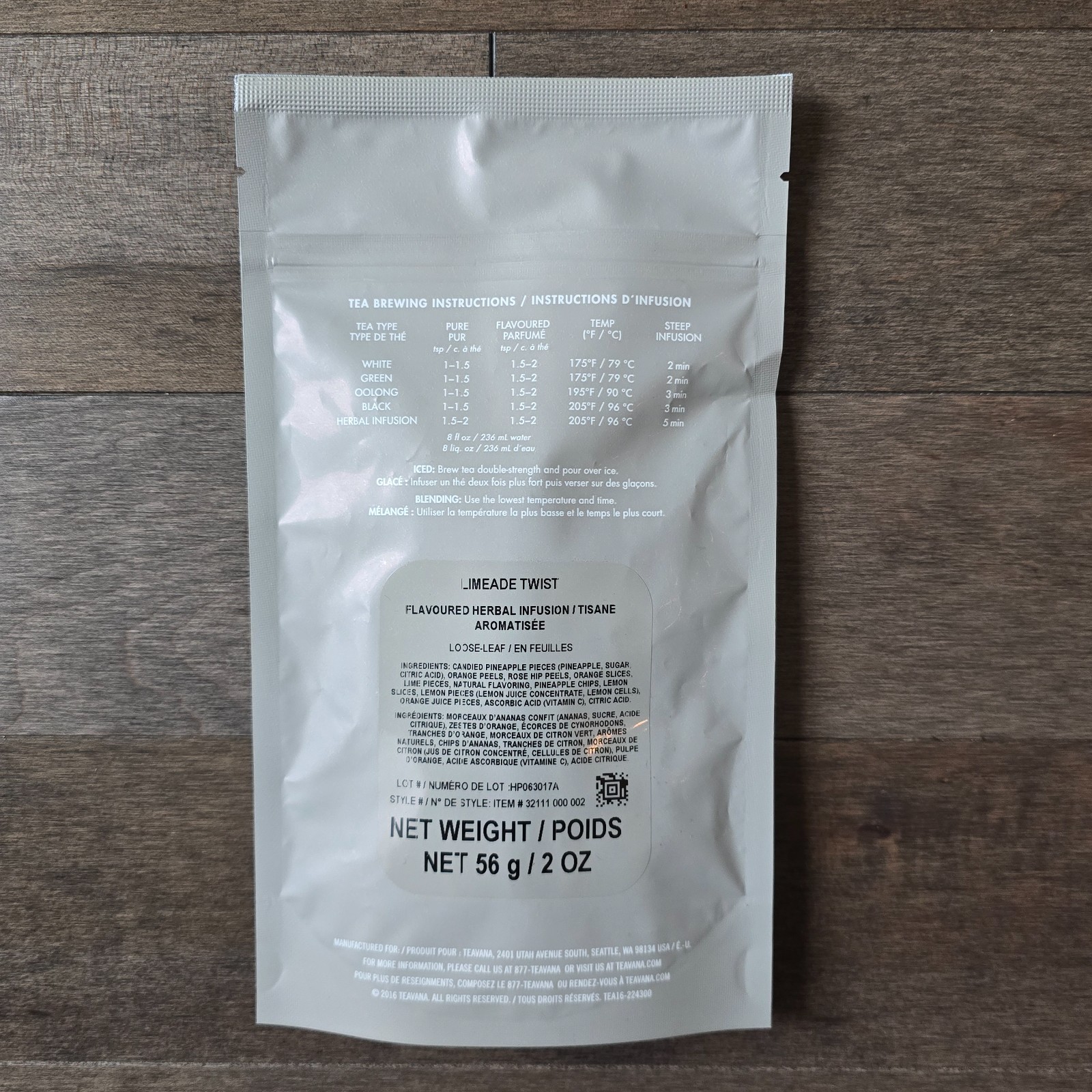 Teavana Limeade Twist Tea 2oz Sealed Bag – Rare Discontinued Blend