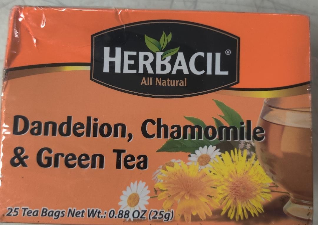 Herbacil Dandelion, Chamomile and Green Tea. Natural Herbal Blend. Soothing Tea.