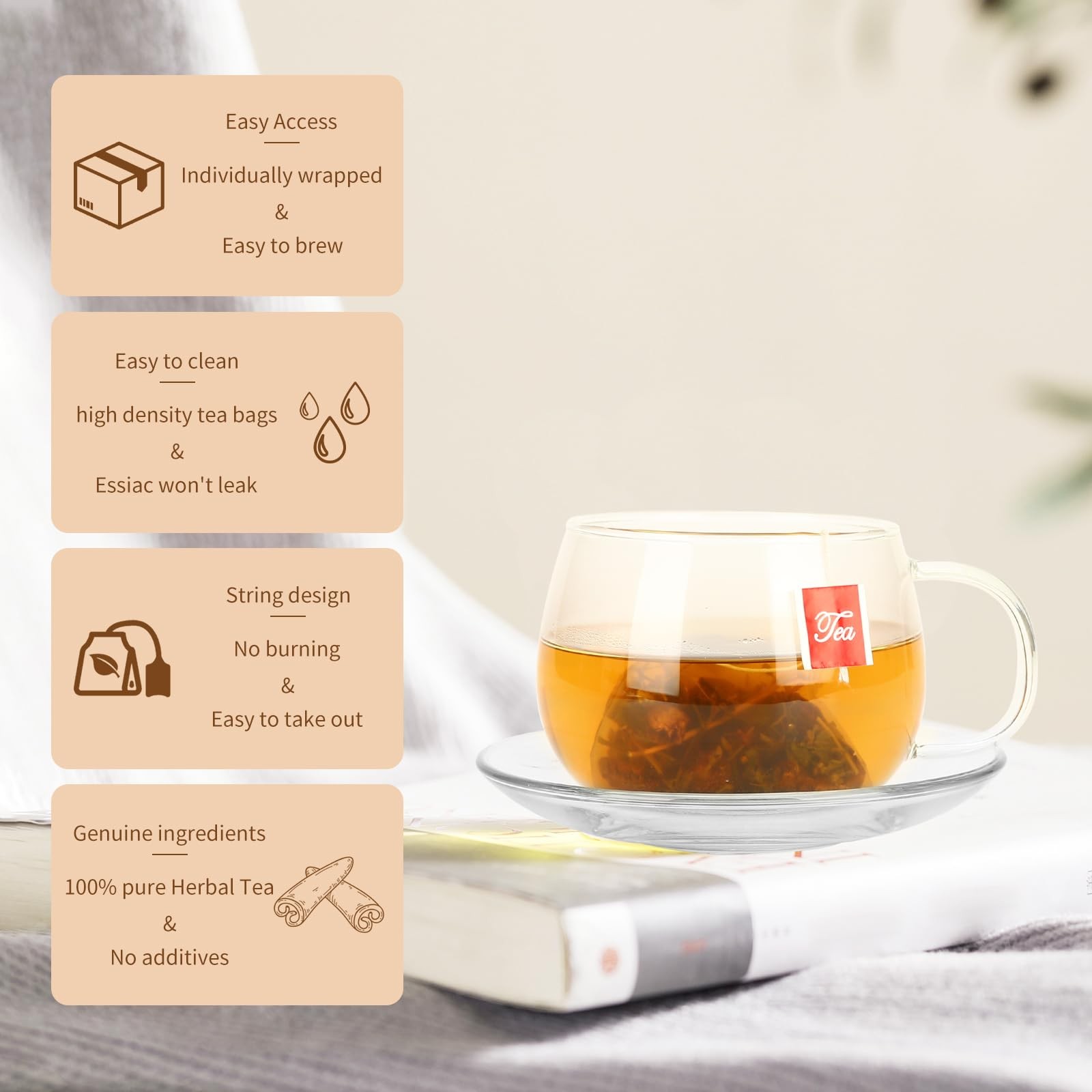 Essiac Tea Bags, 5.3 oz 3g X 50 Bags Herbal Tea blend, 50 Count Tea Bags, Caffei
