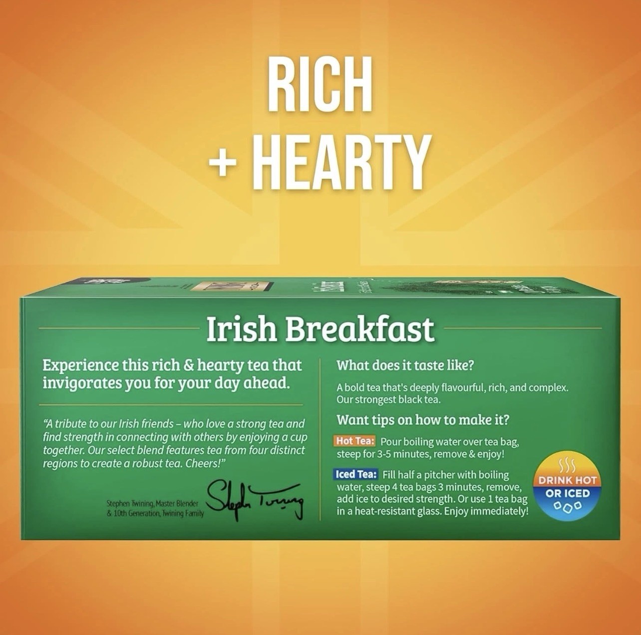 Twinings of London Irish Breakfast Black Tea Bags, 100 Count Box 12/10/2028