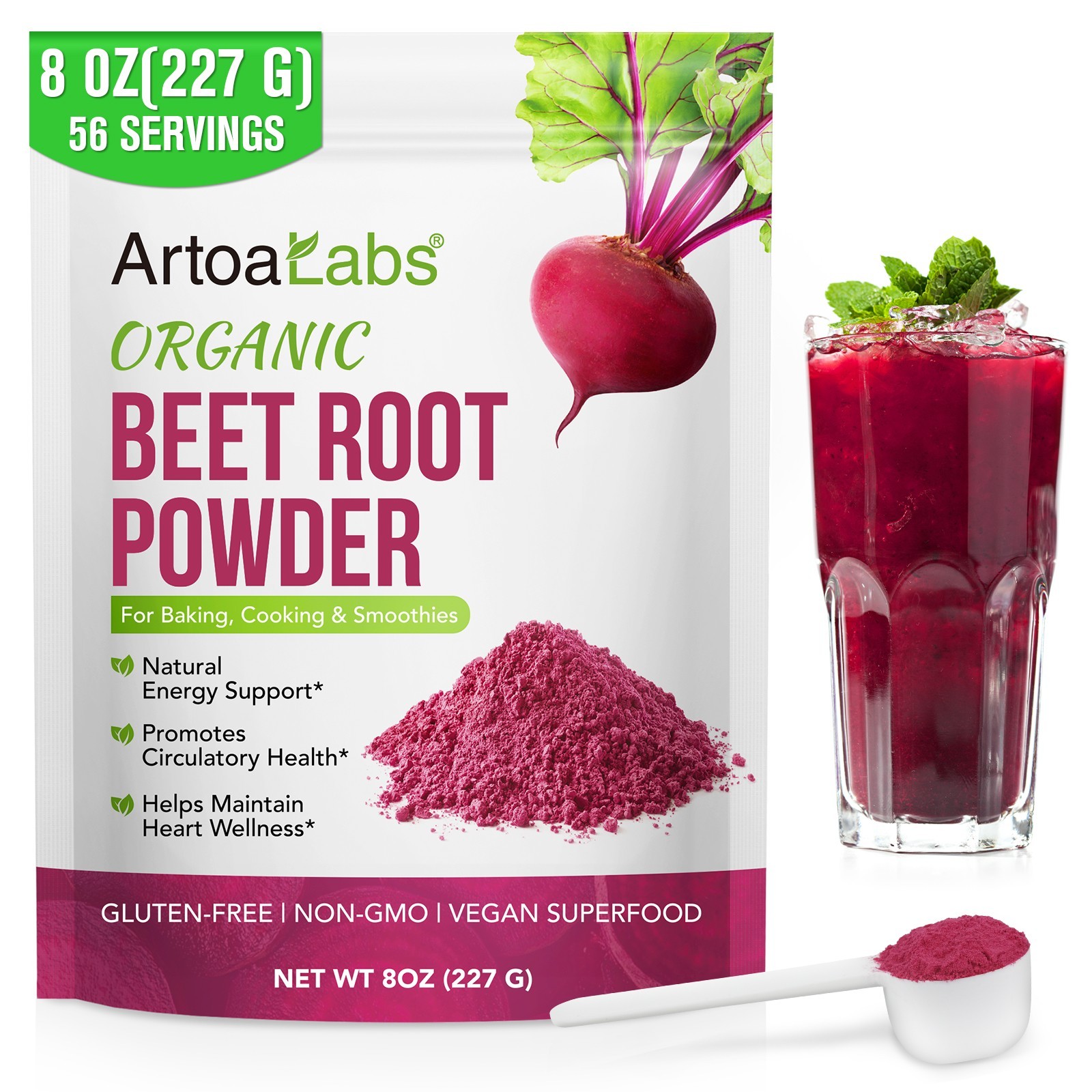 ArtoraLabs Organic Beet Root Powder | Vegan Superfood for Energy & Wellness