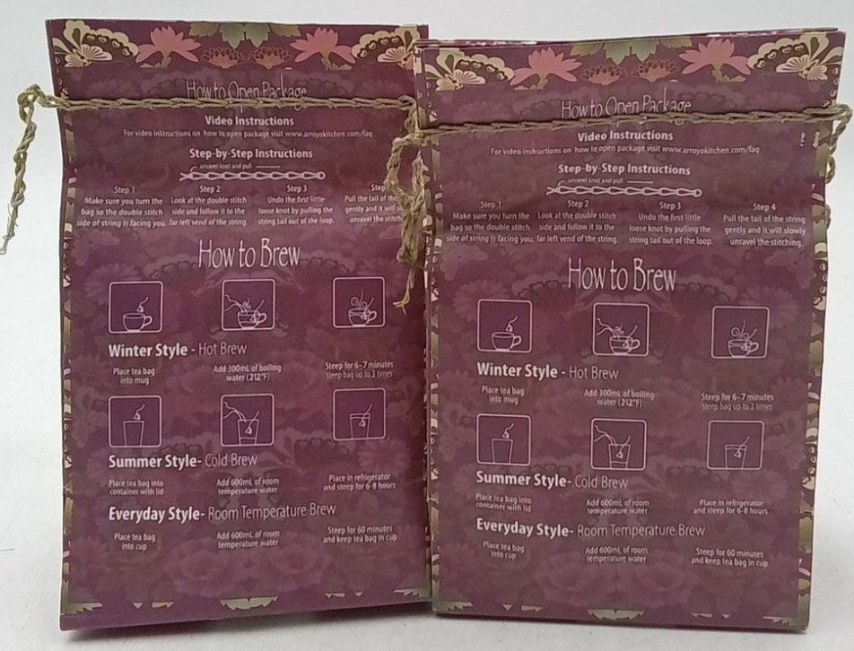 Arroyo Kitchen by Little Jasmine, Non-GMO Rose Oolong Tea Bag Lot of 2