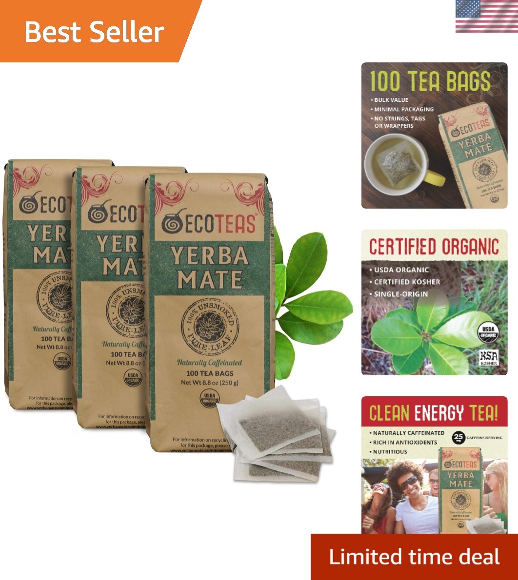 Organic Yerba Mate Tea Bags – Natural Energy & Detox – 300 Count