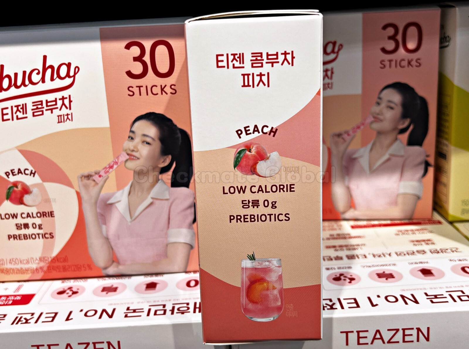 TEAZEN Kombucha Peach 30 Sticks | Sugar-Free Prebiotic