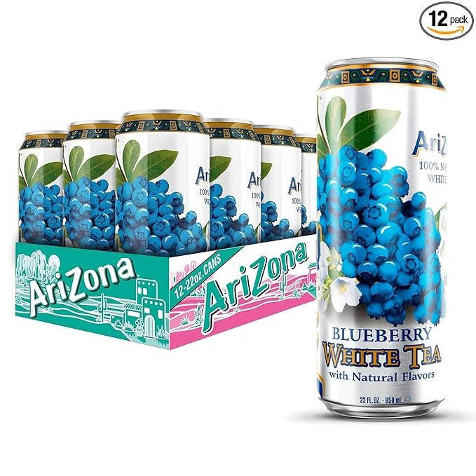 AriZona Blueberry White Tea – Big Can, 22 Fl Oz (Pack of 12)