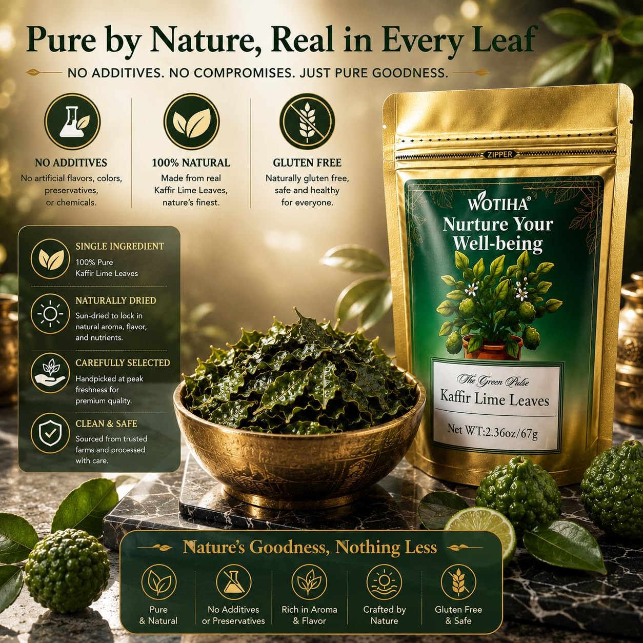 Dried Kaffir Lime Leaves 67g 2.36 oz Thai Lime Leaf for Asian Cooking, Tom Y…