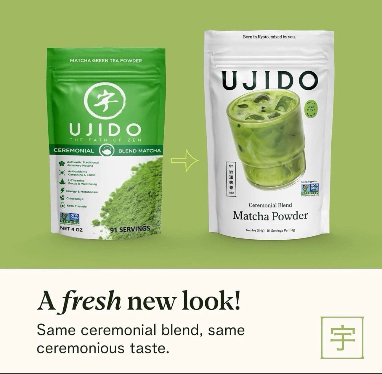 Ujido Ceremonial Blend Matcha Green Tea Powder 4 oz – FRESH ( 2 Packs )