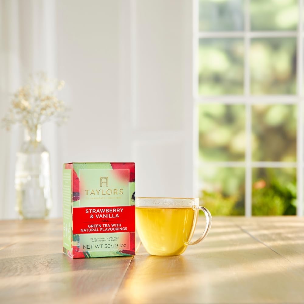 Strawberry & Vanilla, Green Tea, Individually Wrapped Bags, 20 Count Pack of …