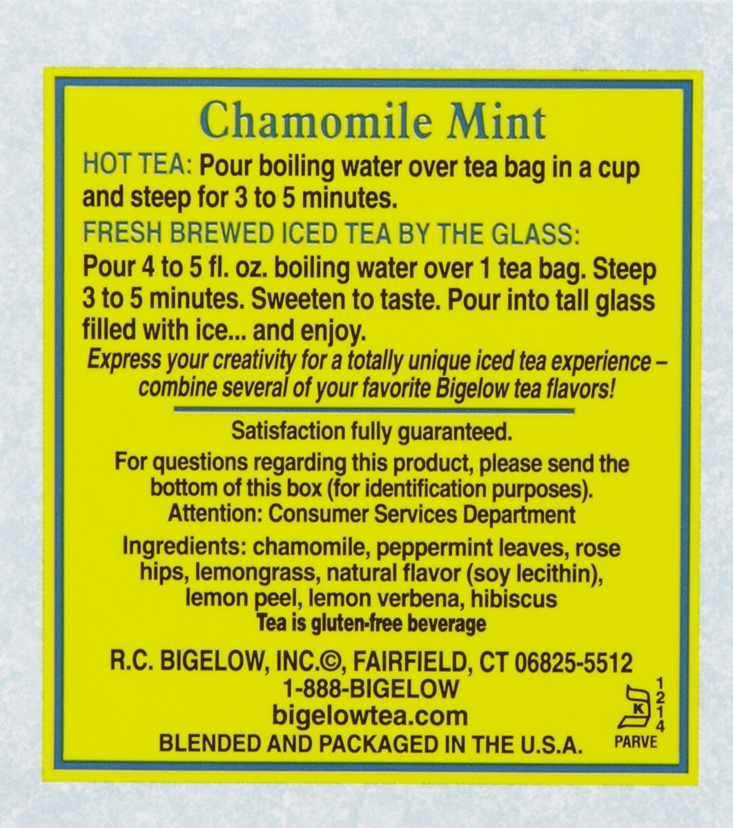 Bigelow Chamomile Mint Herbal Tea 20 Bags Caffeine Meter 1.09oz Pack
